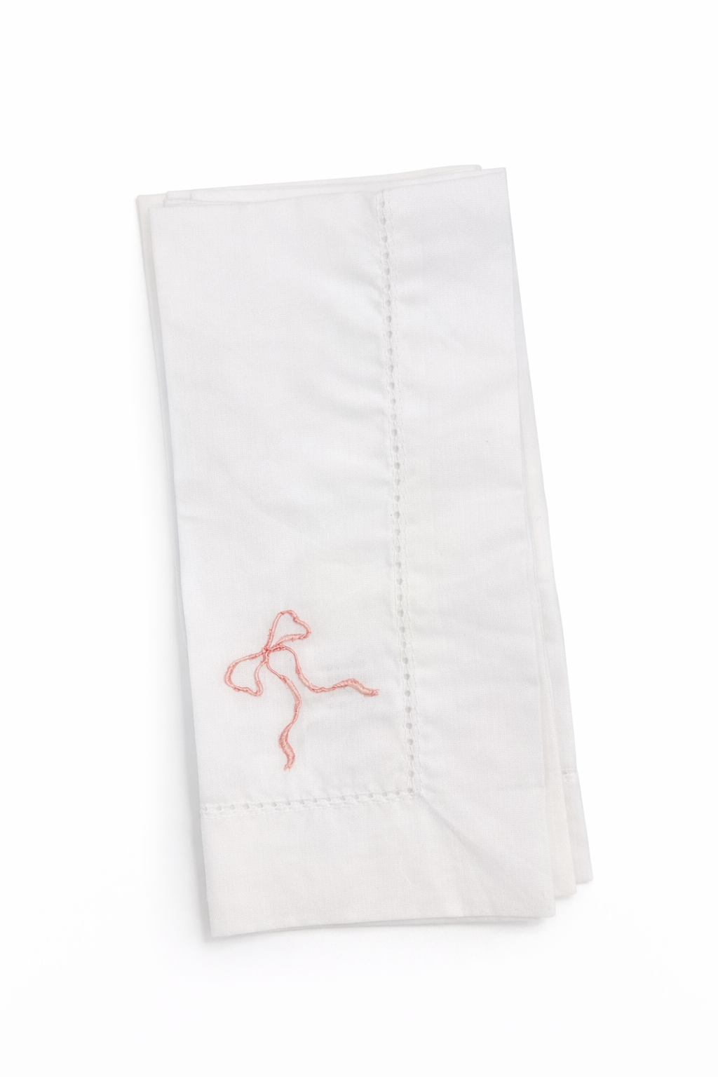 Pink Bow Embroidered Dinner Napkins