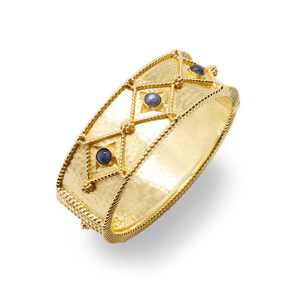 Victoria Hinged Bangle in Hmmrd Gold,Blue Lab