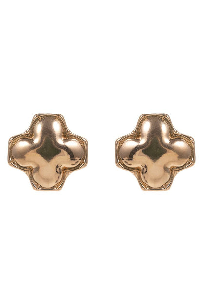 Clover Domed Bamboo Frame Titanium Post Earrings