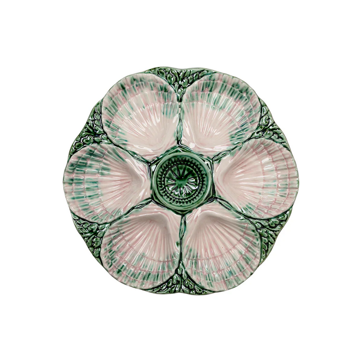 Oyster Plate - Green & Cream/Pink
