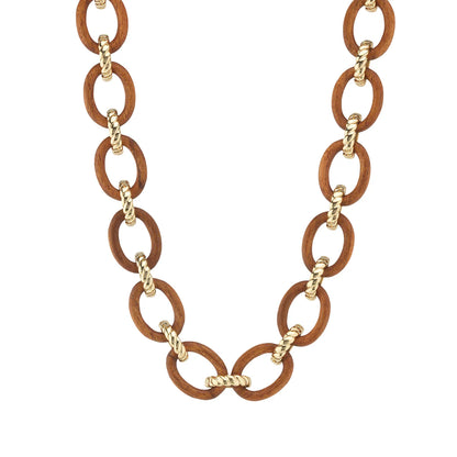 Earth Goddess Link Necklace, 17"+2" - Teak