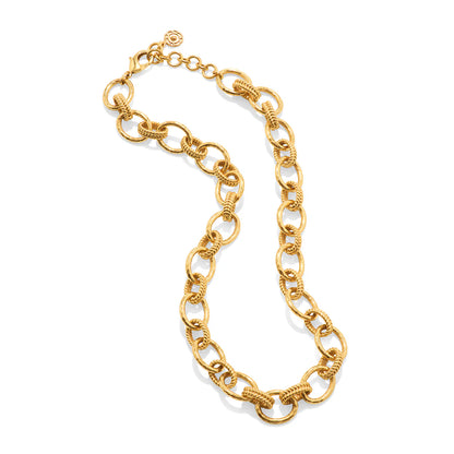Cleopatra Grande Link Necklace in Hammered Gold
