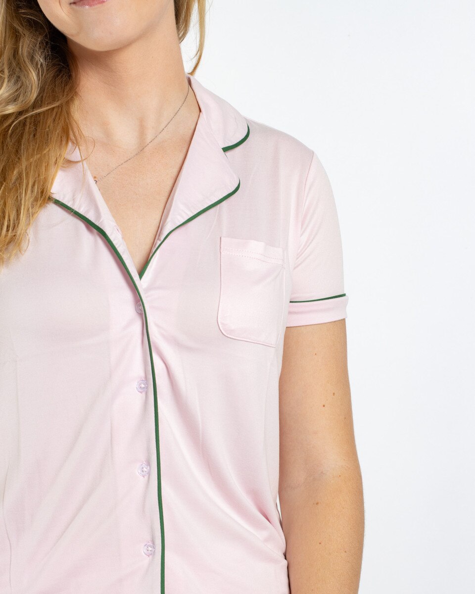 Pink Button Up Sleep Shirt