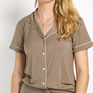 Mocha Button Up Sleep Shirt
