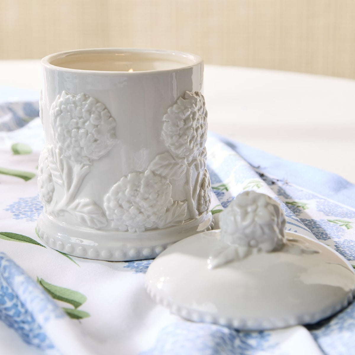 Hydrangea Filled Scented Candle with Box