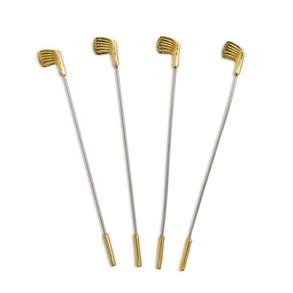 Gold Golf Club Stirrers - Set of 4