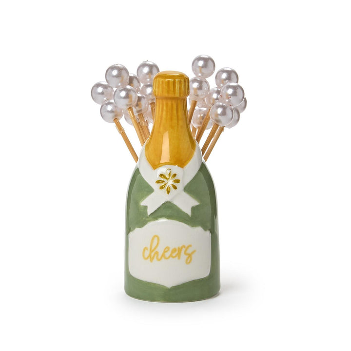 Champagne Bottle Pick Holder w/20 Cocktail Picks