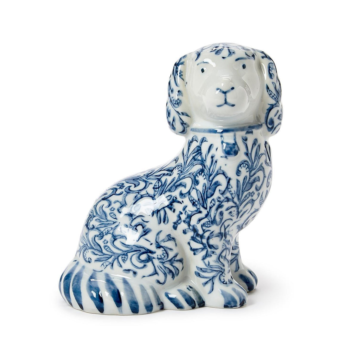 Chinoiserie Blue and White Staffordshire Dog