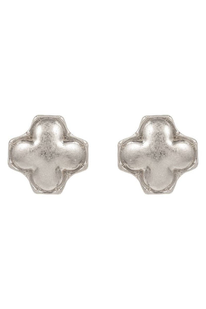 Clover Domed Bamboo Frame Titanium Post Earrings