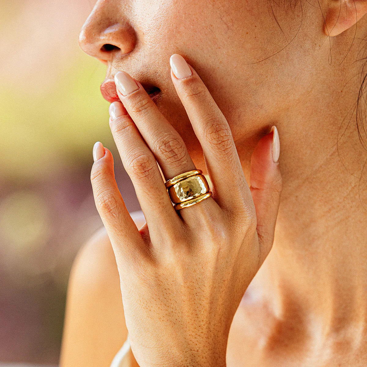 Cleopatra Slice Stacking Ring Set In Gold