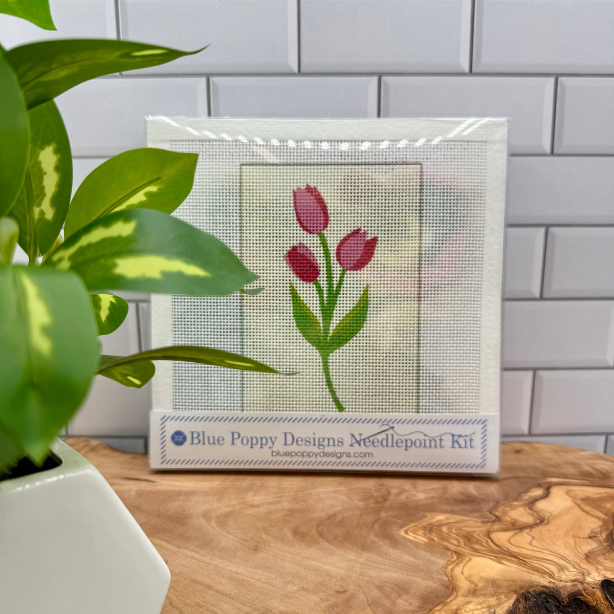 Tulips Needlepoint Kit (solid beige background)