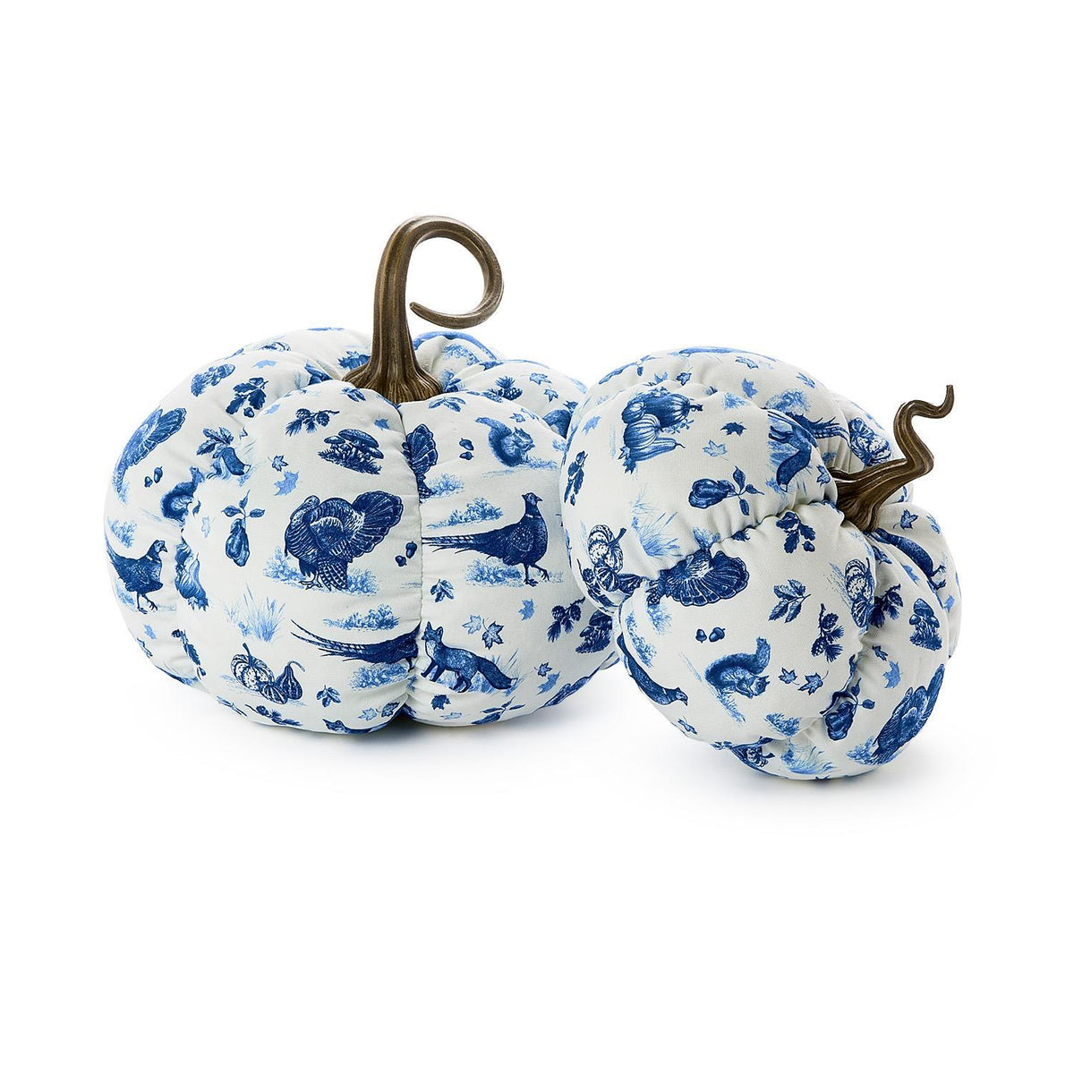 Blue Toile Fabric Pumpkin