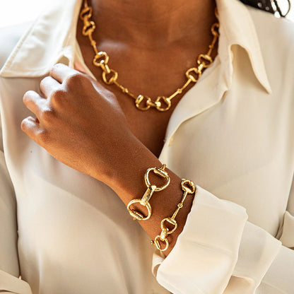 Equestrian Snaffle Bit Bracelet in Gold