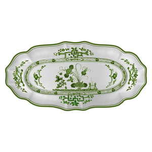 VIDA Faenza Long Rectangle Tray Green & White