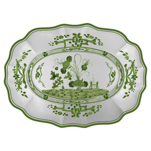 VIDA Faenza Large Oval Platter Green & White