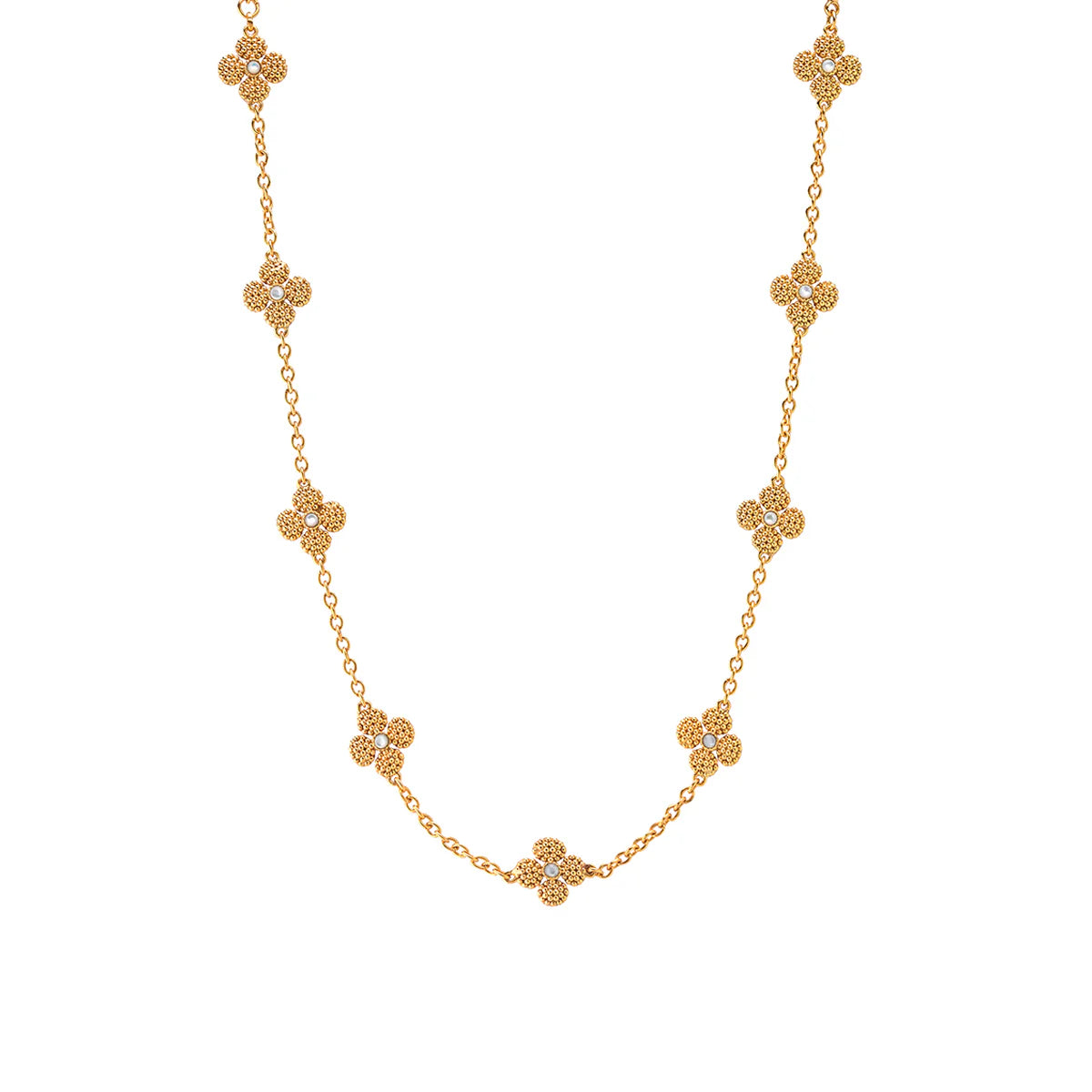 Berry Clover Double Sided Necklace, 16"+2" - MOP