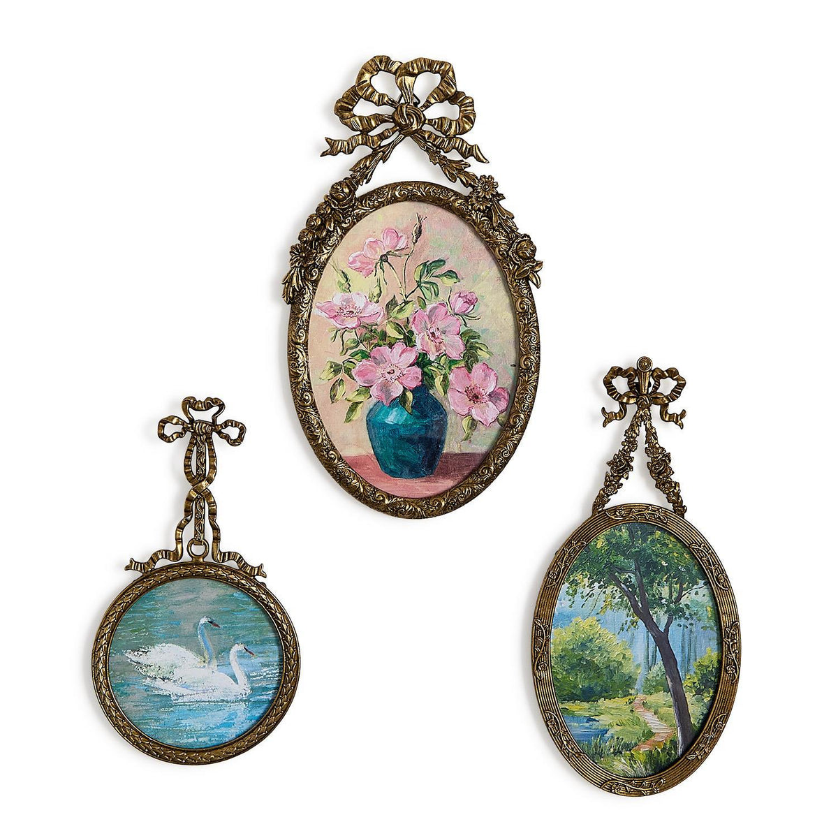 Heirloom Antique Bow and Flower Hanging Frames Incl 3 Sizes