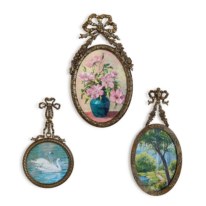 Heirloom Antique Bow and Flower Hanging Frames Incl 3 Sizes