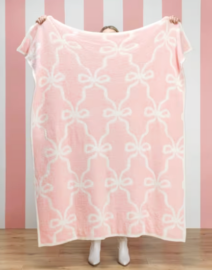 Blush Bow Chenille Blanket
