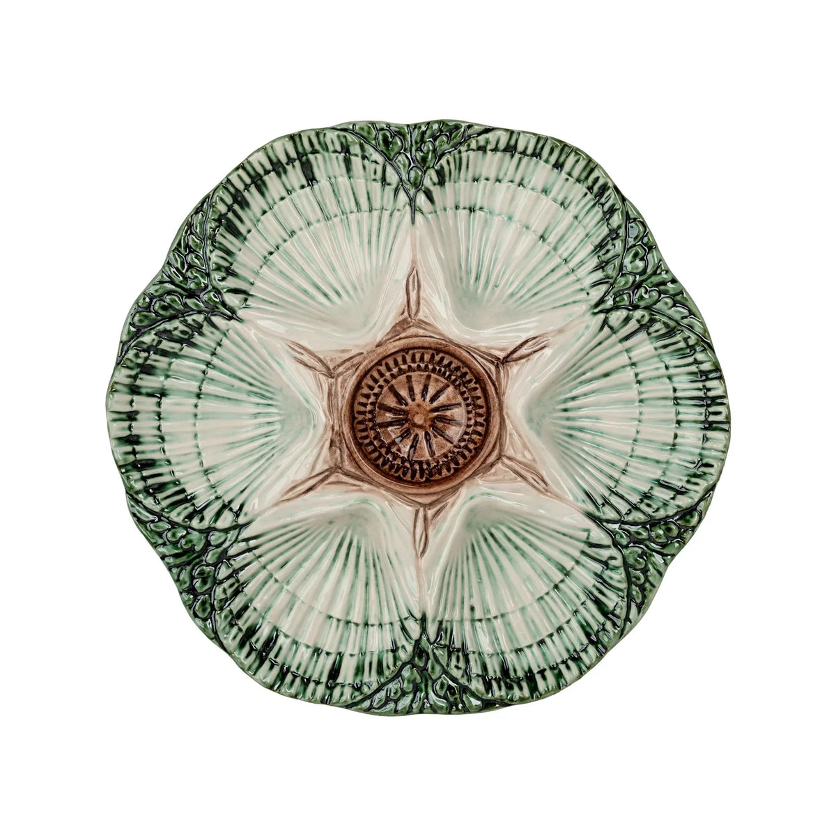 Oyster Plate - Green and brown