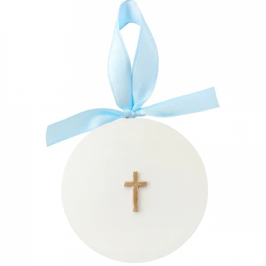 Tiny Cross on Ornament (Baby Blue)
