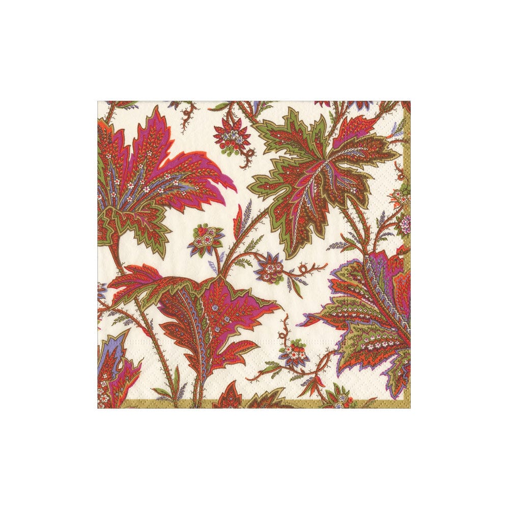 Cocktail Napkins - Paisley Leaves Ivory