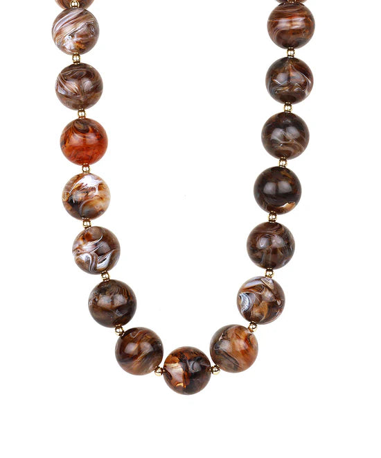 Brown Marble Beaded Necklace
