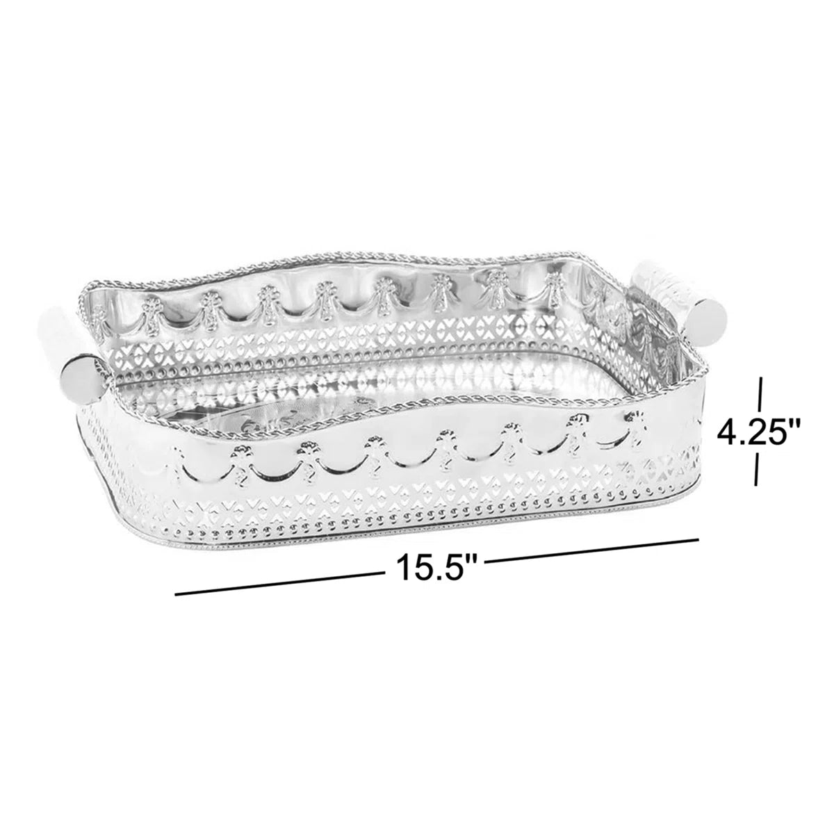 Embossed Large Silver Tray
