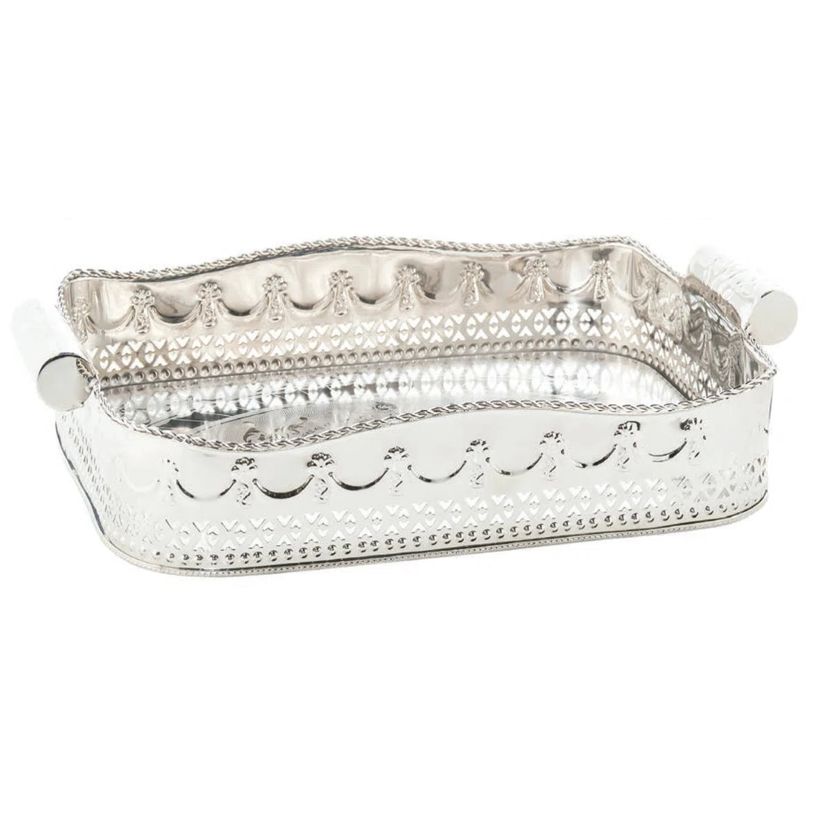 Embossed Large Silver Tray