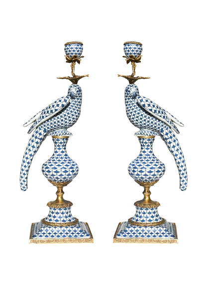 Blue & White Fish-Scale Porcelain Candle Holder