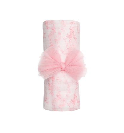 Pink Toile Swaddle with Hair Bow