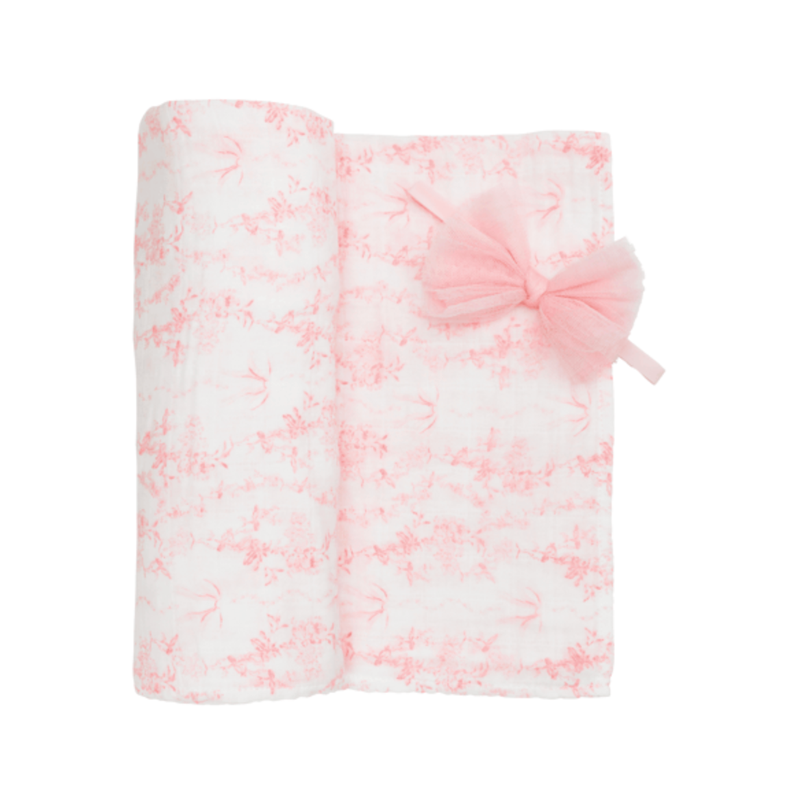 Pink Toile Swaddle with Hair Bow