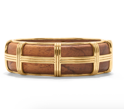 Gaia Hinged Bangle in Gold,Teak
