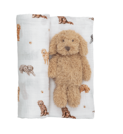 Doodle Swaddle & Rattle Set