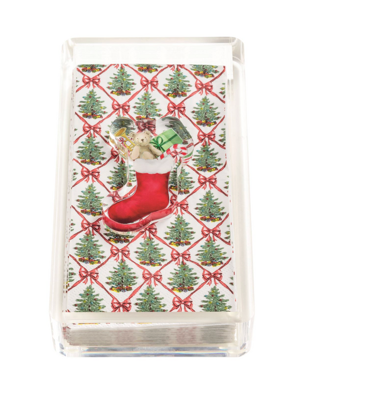 Stocking Tartan Guest Napkin & Caddy Set