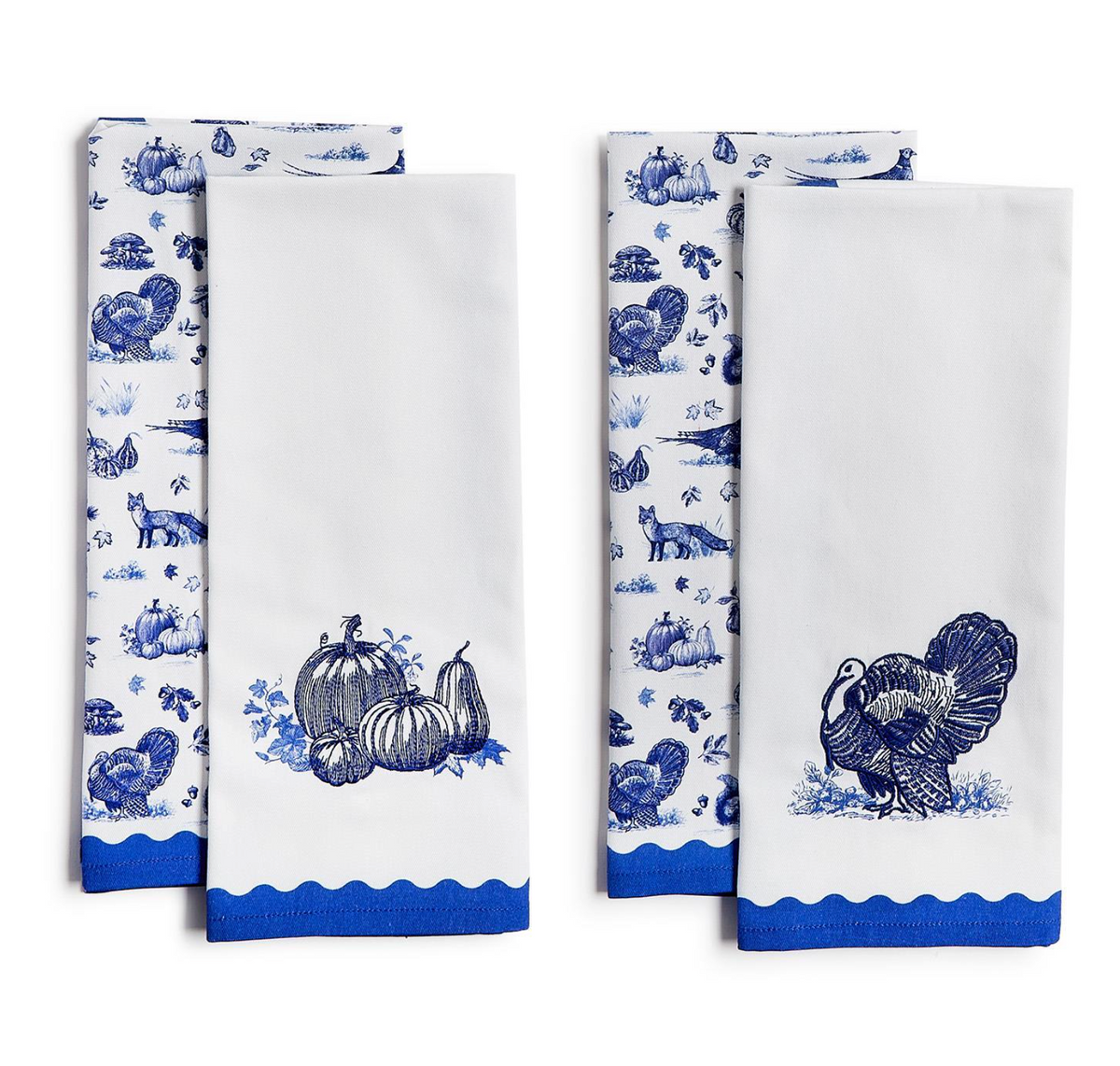Blue Toile Set of 2 Dish Towels