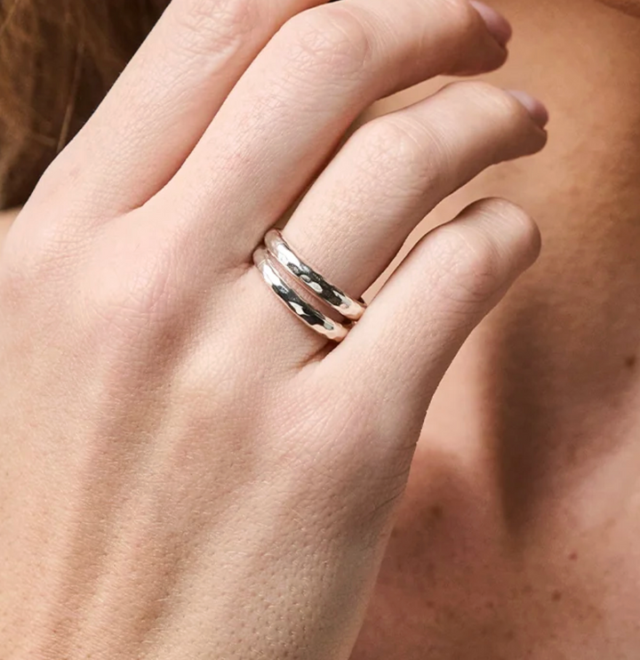 Cleopatra Slice Stacking Ring Set In Silver