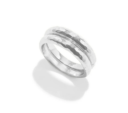 Cleopatra Slice Stacking Ring Set In Silver