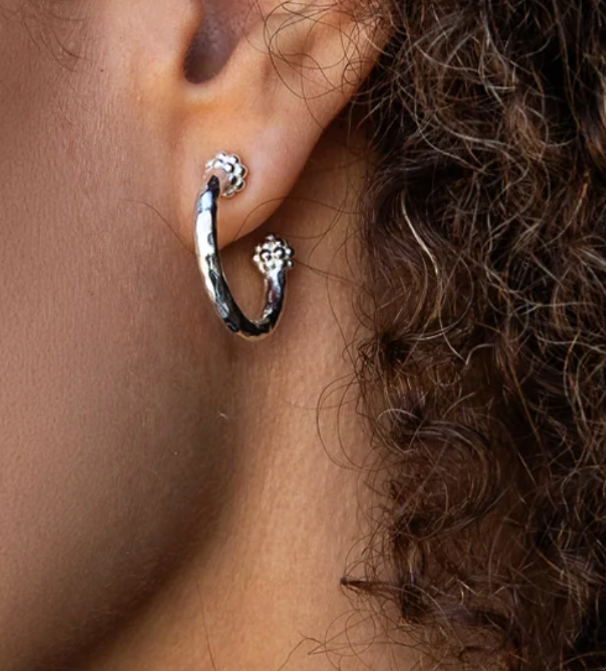 Berry Slice Small Hoop Earrings In Silver