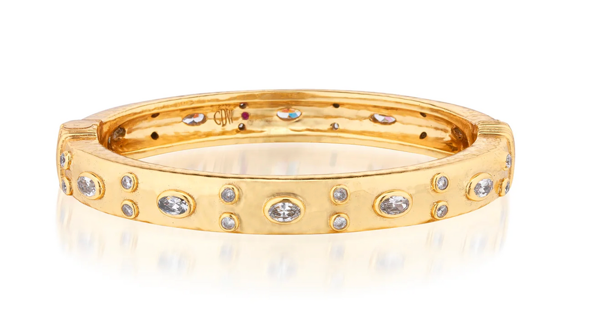 Maharani Clear Cubic Zirconia Hinged Bangle