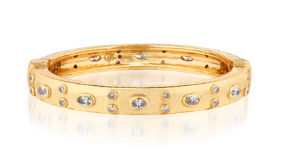Maharani Clear Cubic Zirconia Hinged Bangle