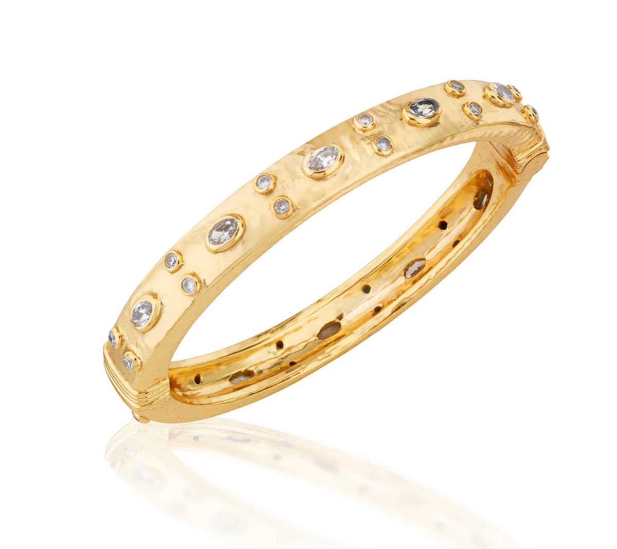 Maharani Clear Cubic Zirconia Hinged Bangle
