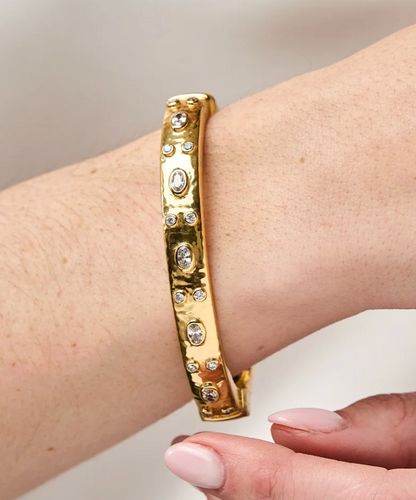 Maharani Clear Cubic Zirconia Hinged Bangle