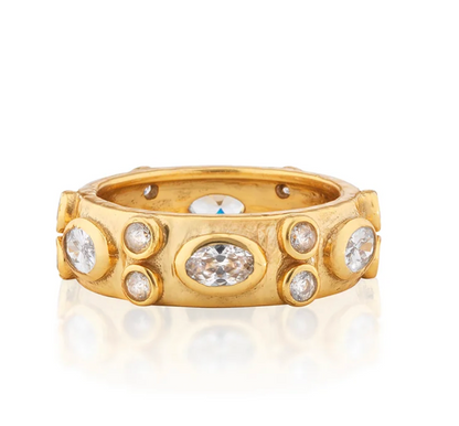 Maharani Hammered Clear Cubic Zirco Ring