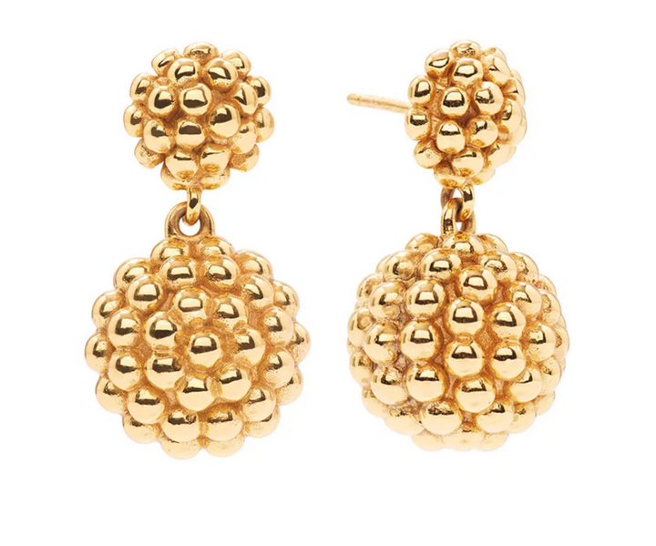 Berry Double Drop Gold Earrings