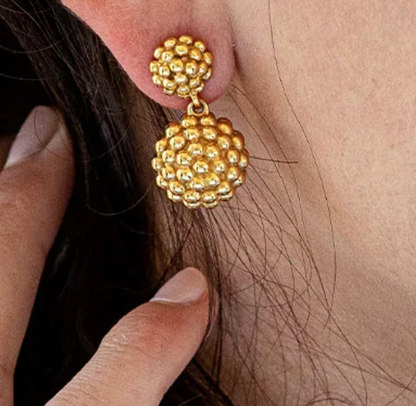 Berry Double Drop Gold Earrings