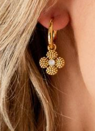 Berry Clover Hoop Double Sided Charm Earrings