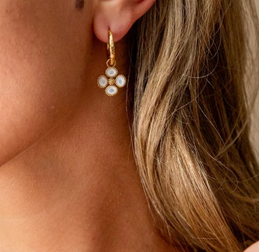 Berry Clover Hoop Double Sided Charm Earrings