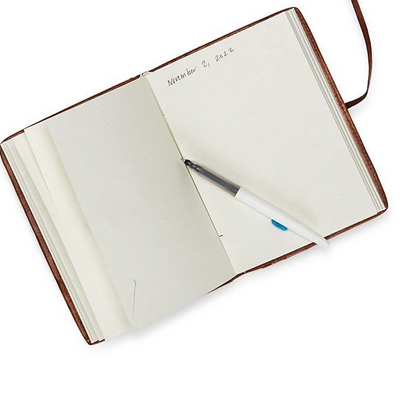 Dark Brown Woven Leather Journal
