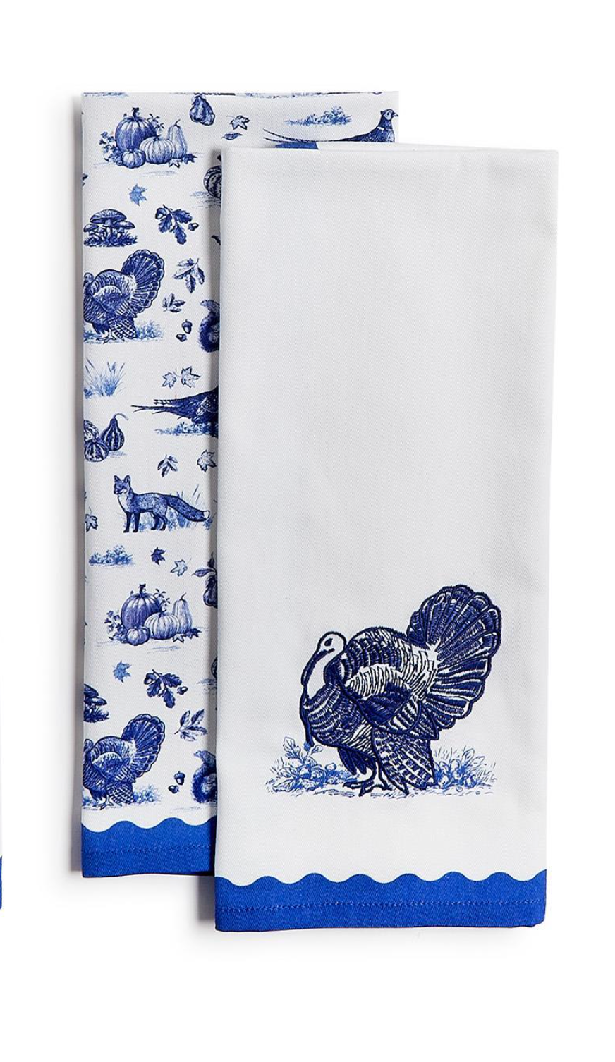 Blue Toile Set of 2 Dish Towels